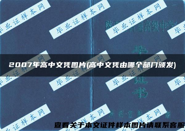 2007年高中文凭图片(高中文凭由哪个部门颁发)