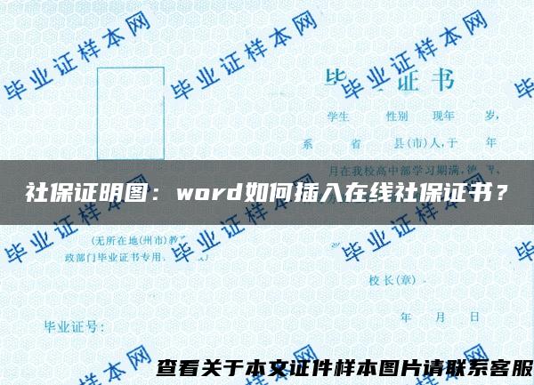 社保证明图：word如何插入在线社保证书？