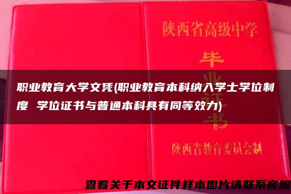 职业教育大学文凭(职业教育本科纳入学士学位制度 学位证书与普通本科具有同等效力)