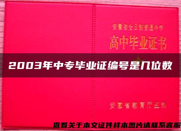 2003年中专毕业证编号是几位数