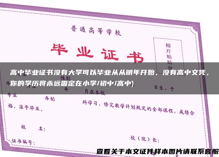 高中毕业证书没有大学可以毕业从从明年开始，没有高中文凭，你的学历将永远固定在小学/初中/高中)