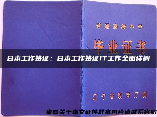 日本工作签证：日本工作签证IT工作全面详解