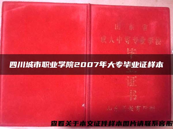 四川城市职业学院2007年大专毕业证样本