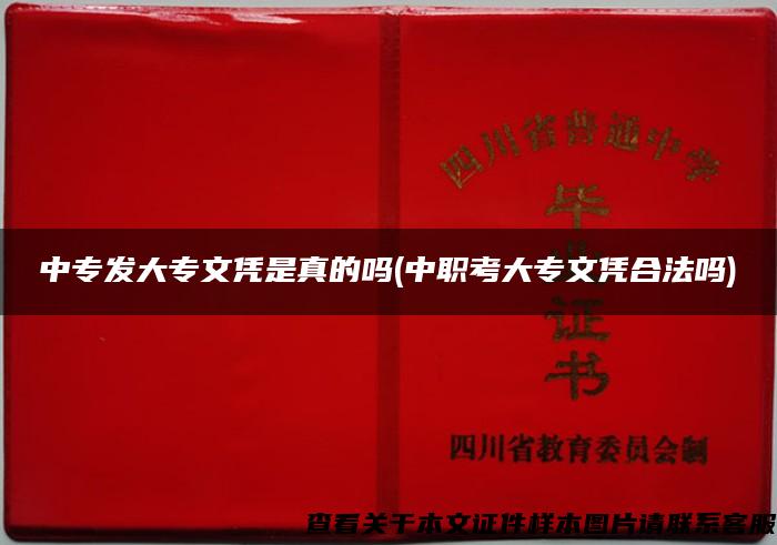 中专发大专文凭是真的吗(中职考大专文凭合法吗)