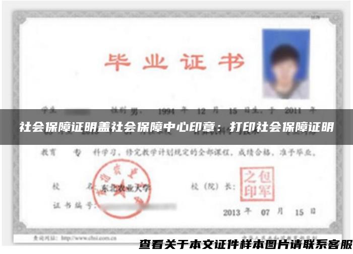 社会保障证明盖社会保障中心印章：打印社会保障证明