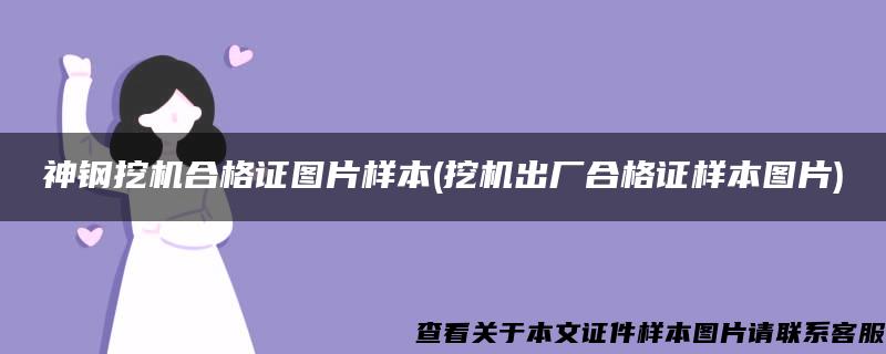 神钢挖机合格证图片样本(挖机出厂合格证样本图片)