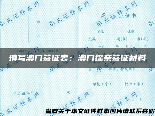 填写澳门签证表：澳门探亲签证材料