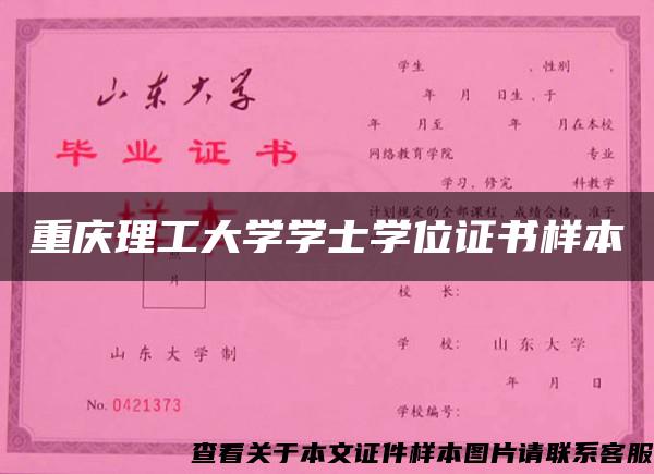 重庆理工大学学士学位证书样本