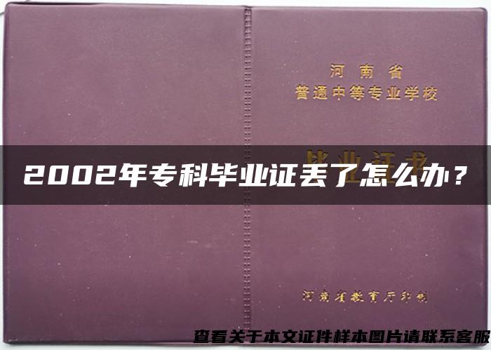 2002年专科毕业证丢了怎么办？