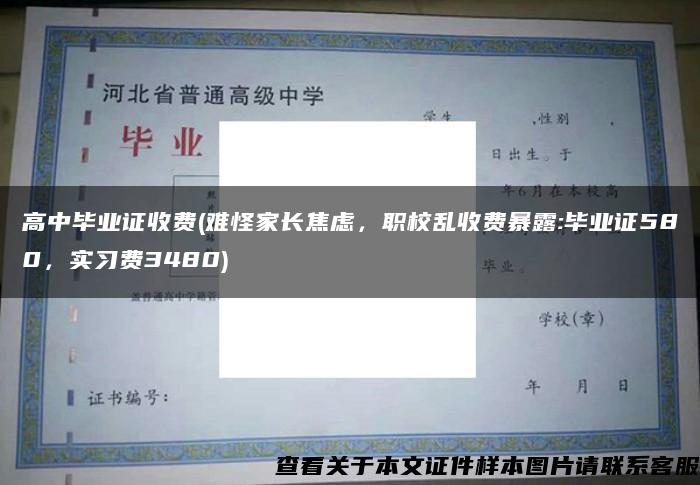 高中毕业证收费(难怪家长焦虑，职校乱收费暴露:毕业证580，实习费3480)