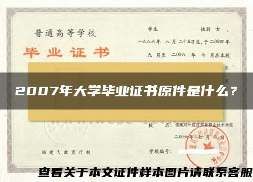 2007年大学毕业证书原件是什么？