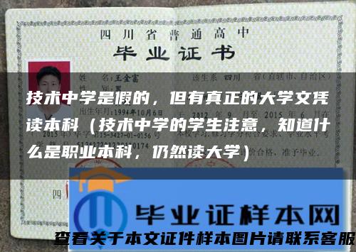 技术中学是假的，但有真正的大学文凭读本科（技术中学的学生注意，知道什么是职业本科，仍然读大学）