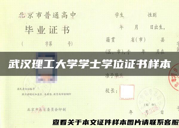 武汉理工大学学士学位证书样本