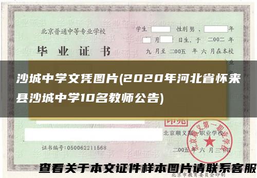 沙城中学文凭图片(2020年河北省怀来县沙城中学10名教师公告)