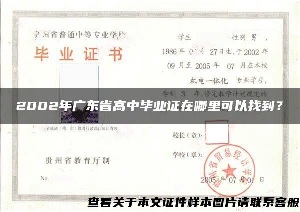 2002年广东省高中毕业证在哪里可以找到？