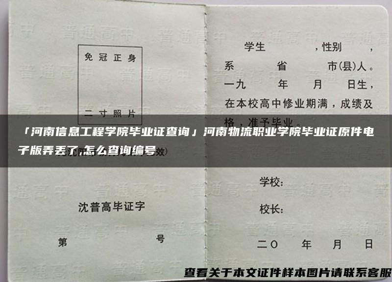 「河南信息工程学院毕业证查询」河南物流职业学院毕业证原件电子版弄丢了,怎么查询编号