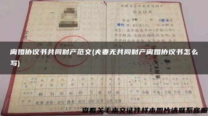 离婚协议书共同财产范文(夫妻无共同财产离婚协议书怎么写)