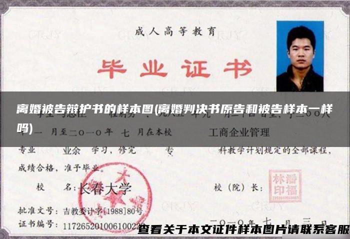 离婚被告辩护书的样本图(离婚判决书原告和被告样本一样吗)