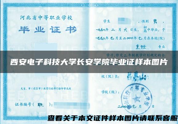 西安电子科技大学长安学院毕业证样本图片