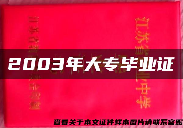 2003年大专毕业证