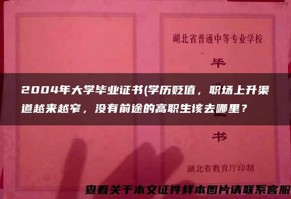 2004年大学毕业证书(学历贬值，职场上升渠道越来越窄，没有前途的高职生该去哪里？