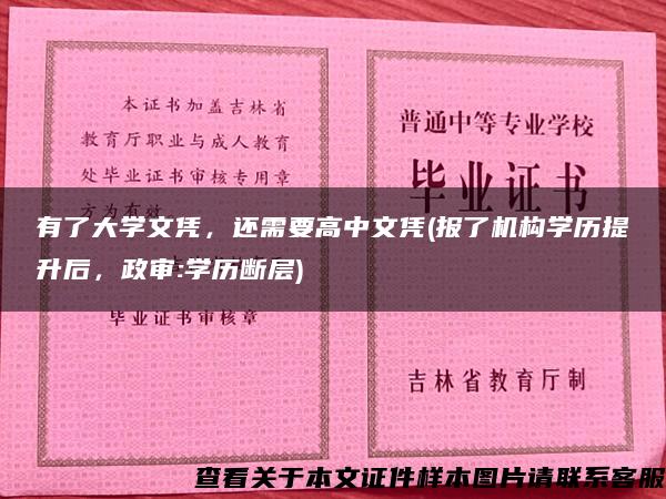 有了大学文凭，还需要高中文凭(报了机构学历提升后，政审:学历断层)