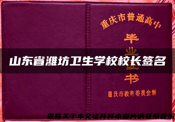 山东省潍坊卫生学校校长签名