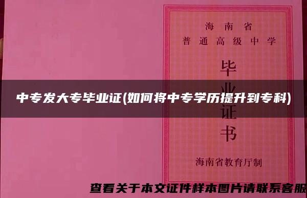 中专发大专毕业证(如何将中专学历提升到专科)