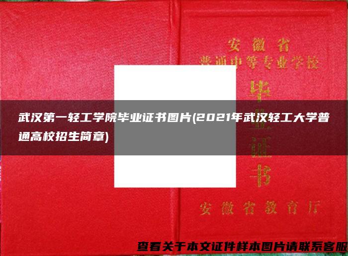 武汉第一轻工学院毕业证书图片(2021年武汉轻工大学普通高校招生简章)