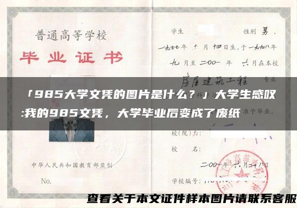 「985大学文凭的图片是什么？」大学生感叹:我的985文凭，大学毕业后变成了废纸