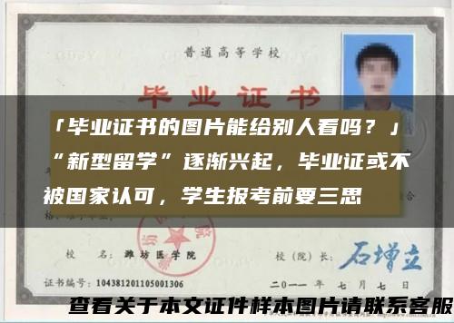 「毕业证书的图片能给别人看吗？」“新型留学”逐渐兴起，毕业证或不被国家认可，学生报考前要三思