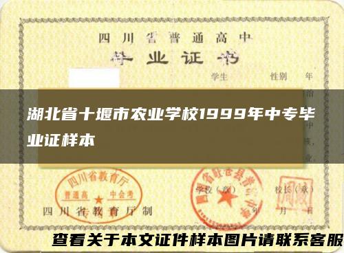 湖北省十堰市农业学校1999年中专毕业证样本