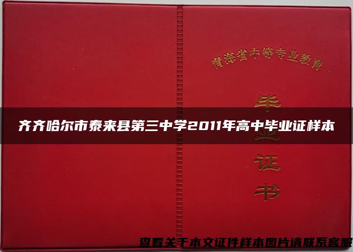 齐齐哈尔市泰来县第三中学2011年高中毕业证样本