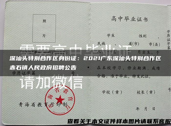 深汕头特别合作区身份证：2021广东深汕头特别合作区赤石镇人民政府招聘公告