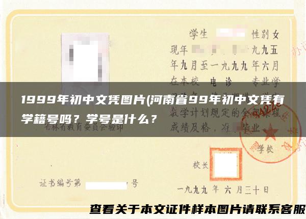 1999年初中文凭图片(河南省99年初中文凭有学籍号吗？学号是什么？