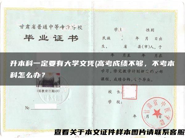 升本科一定要有大学文凭(高考成绩不够，不考本科怎么办？