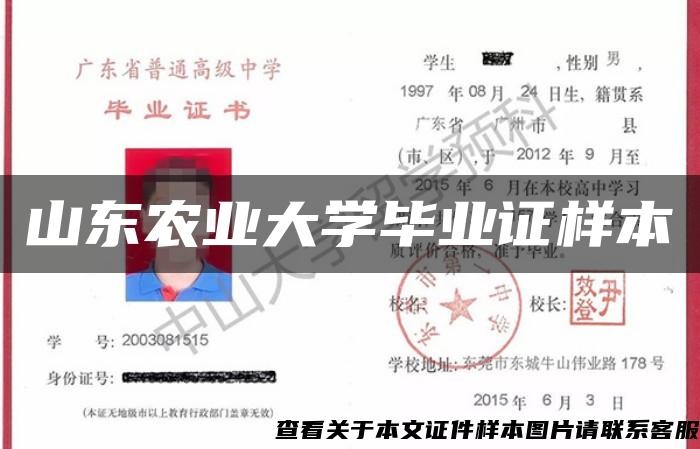 山东农业大学毕业证样本