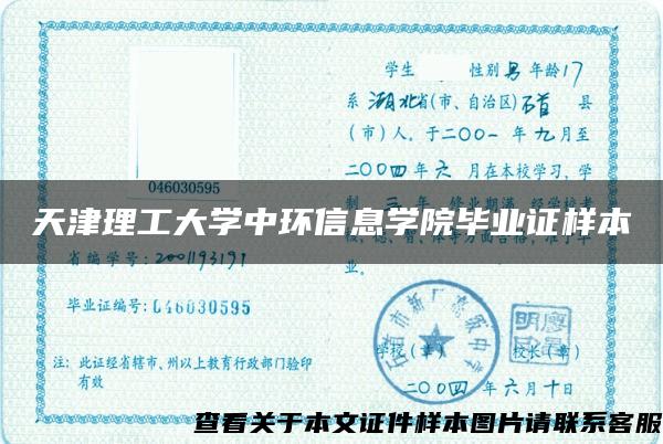 天津理工大学中环信息学院毕业证样本