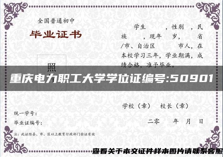 重庆电力职工大学学位证编号:50901