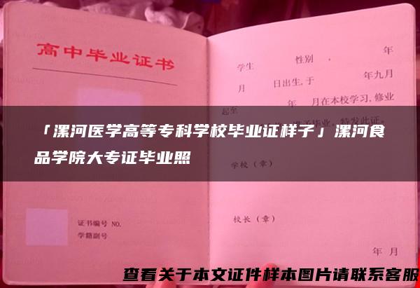 「漯河医学高等专科学校毕业证样子」漯河食品学院大专证毕业照