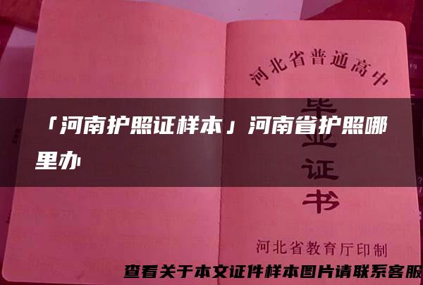 「河南护照证样本」河南省护照哪里办