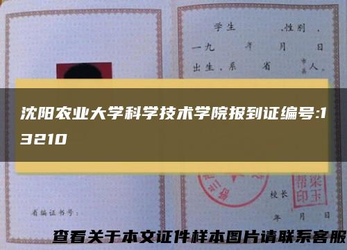 沈阳农业大学科学技术学院报到证编号:13210