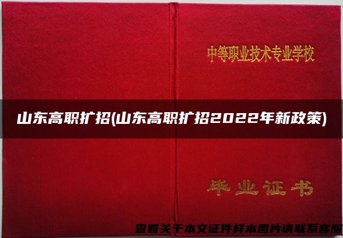 山东高职扩招(山东高职扩招2022年新政策)