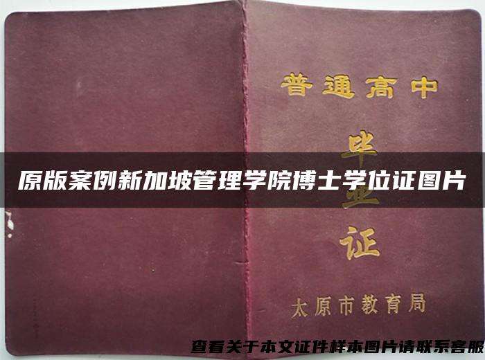 原版案例新加坡管理学院博士学位证图片