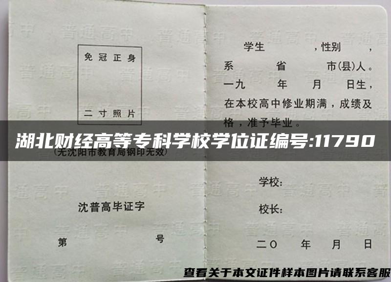 湖北财经高等专科学校学位证编号:11790