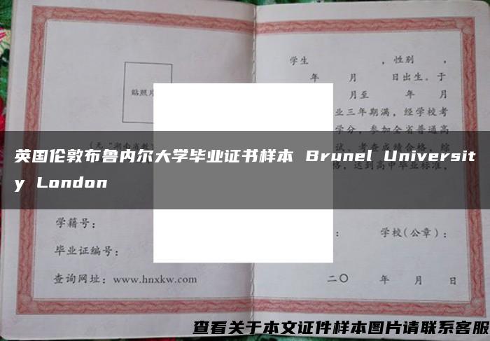 英国伦敦布鲁内尔大学毕业证书样本 Brunel University London