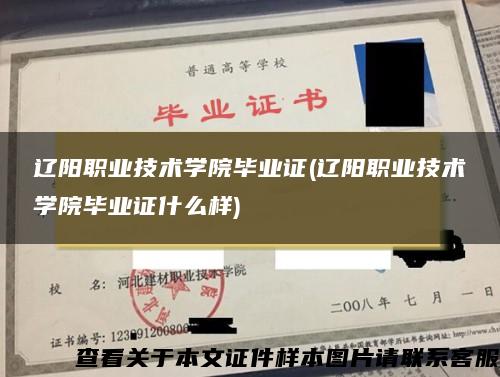 辽阳职业技术学院毕业证(辽阳职业技术学院毕业证什么样)