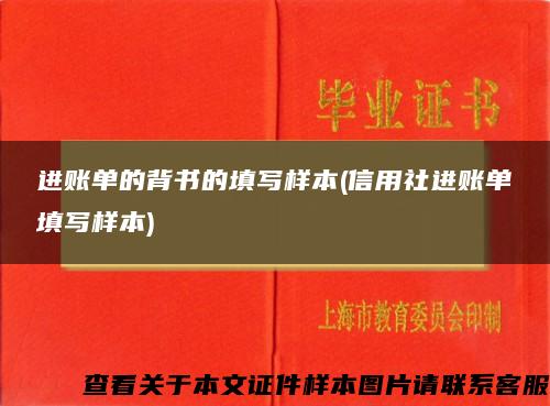 进账单的背书的填写样本(信用社进账单填写样本)