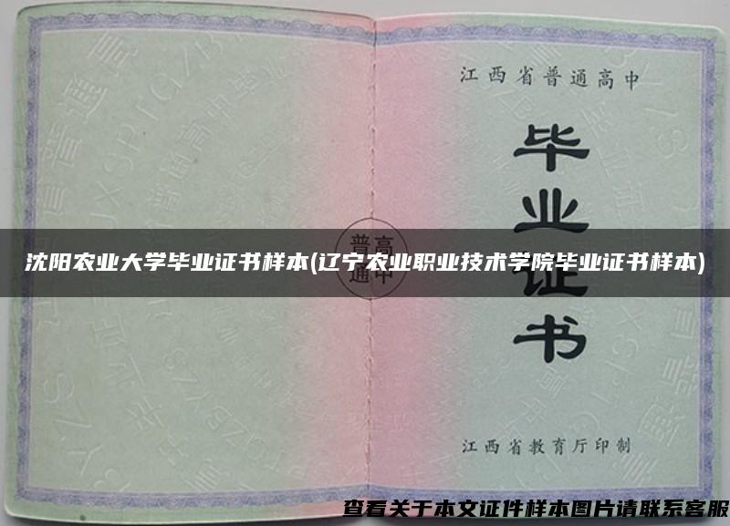 沈阳农业大学毕业证书样本(辽宁农业职业技术学院毕业证书样本)