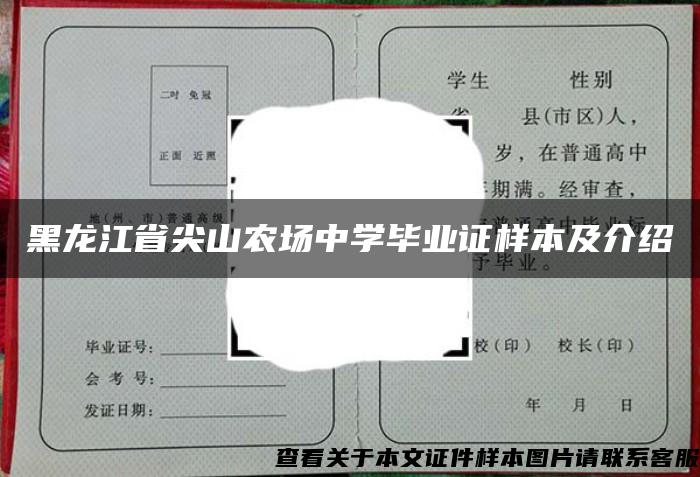 黑龙江省尖山农场中学毕业证样本及介绍